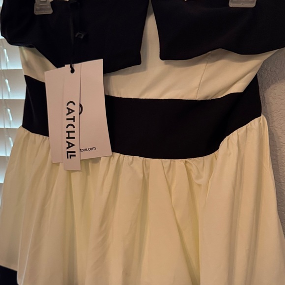 Chic Strapless Black and White Dress - Picture 3 of 3